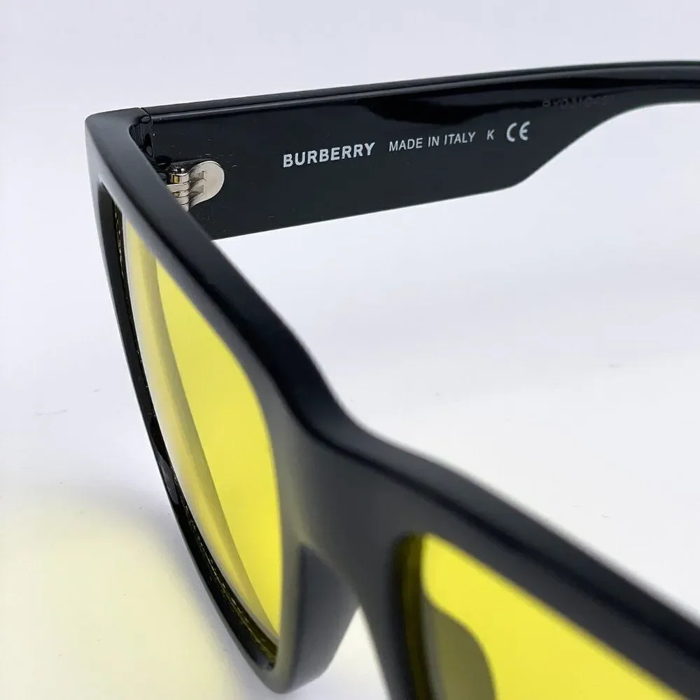 NEW Burberry KNIGHT BE4358 300185 Black Yellow Square Men Sunglasses